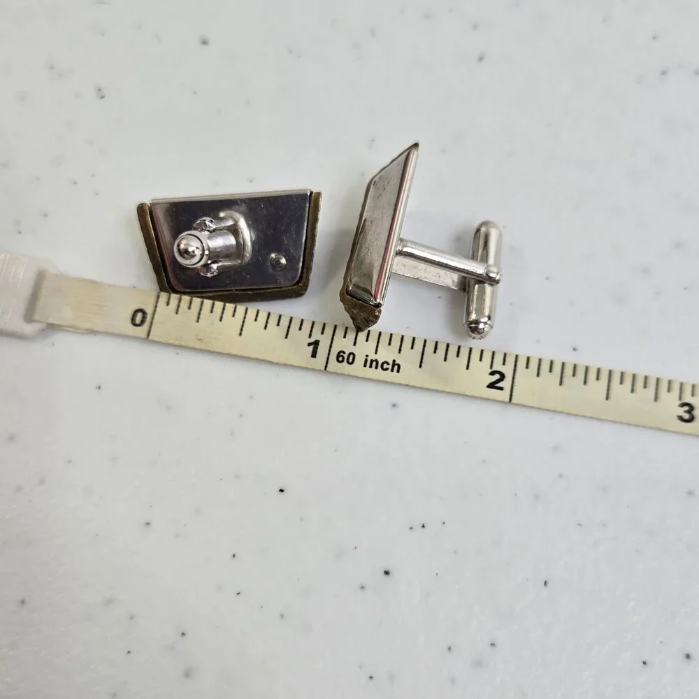 Anson Cufflinks Gold Tone Silver Textured Mixed Metal Vintage MCM Geometric